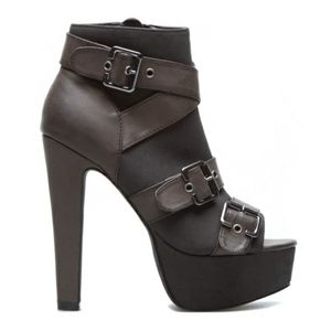 Shoe Dazzle Peep Toe Bandage Strappy Booties 8.5 Platform